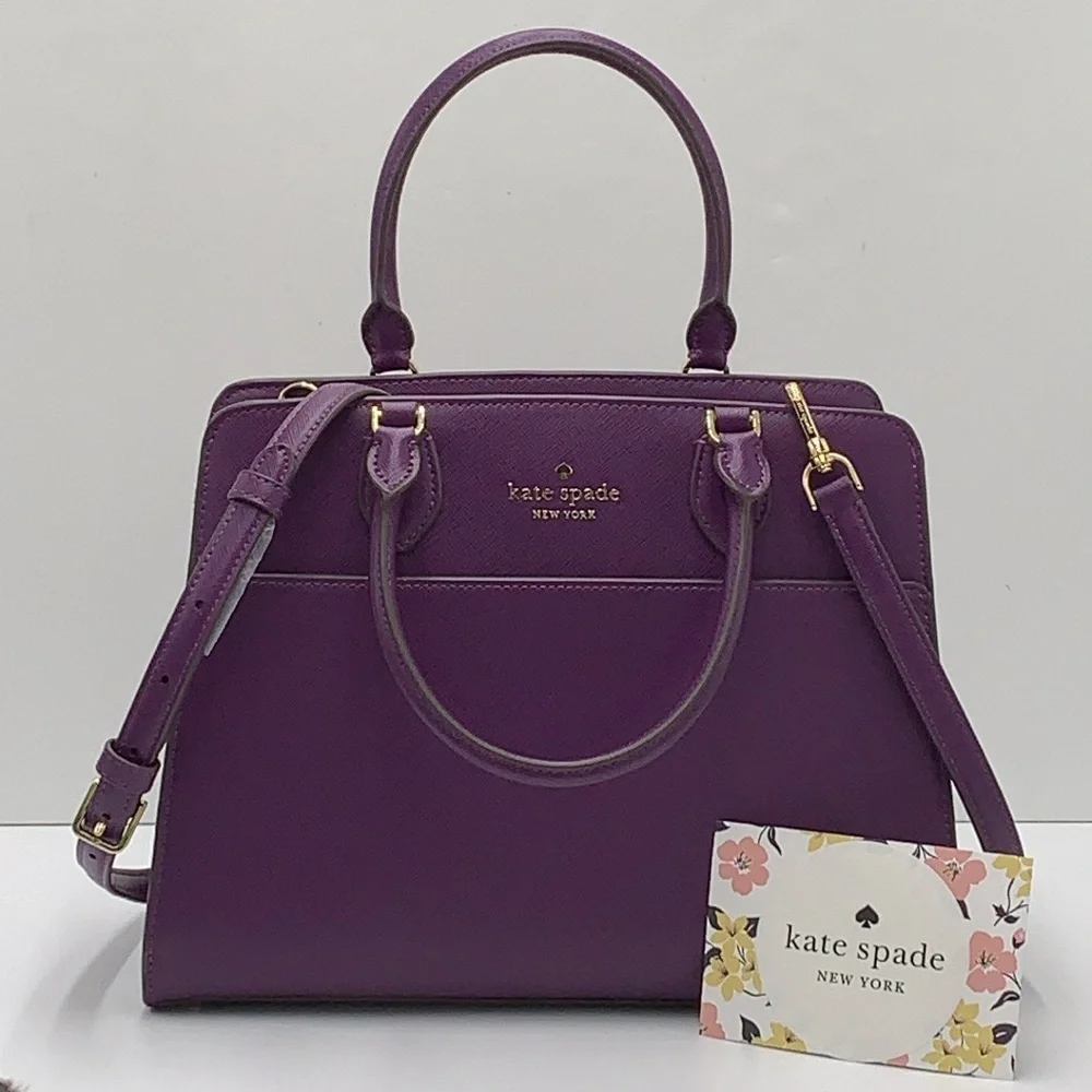 Kate Spade Madison Saffiano Leather Medium Satchel
COLOR:
Ripe Plum 
NWT_6